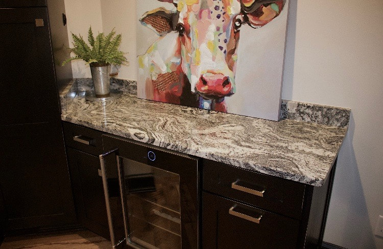 wine cooler and kitchen counter