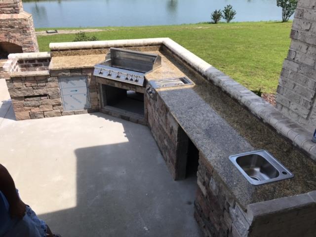 Outdoor grill and long countertop